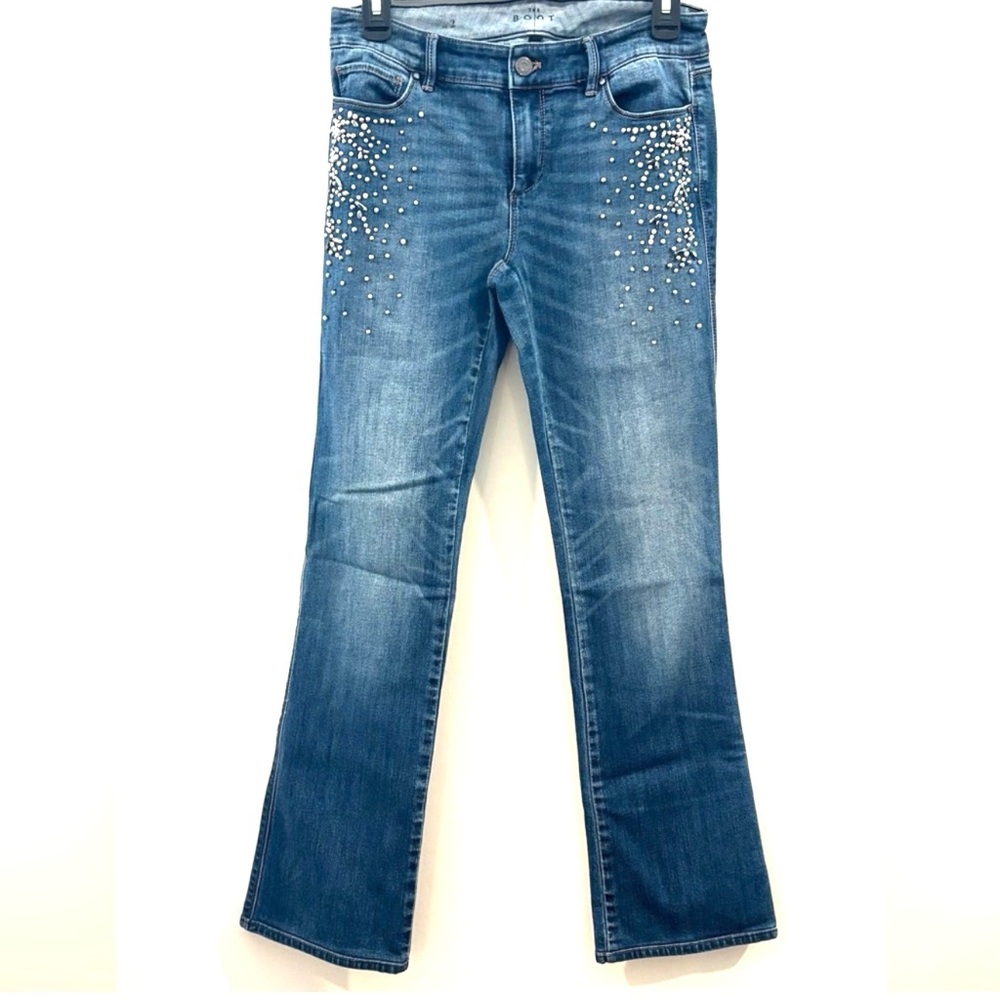 White House Black Market Blue Embellished Flare Jeans